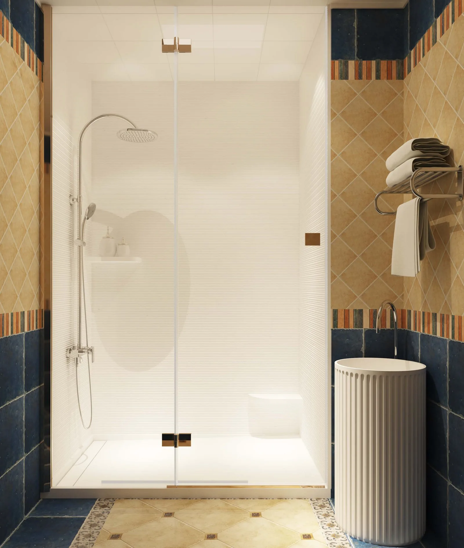AS10 3D Linear Texture Cultured Marble Shower Wall Panel