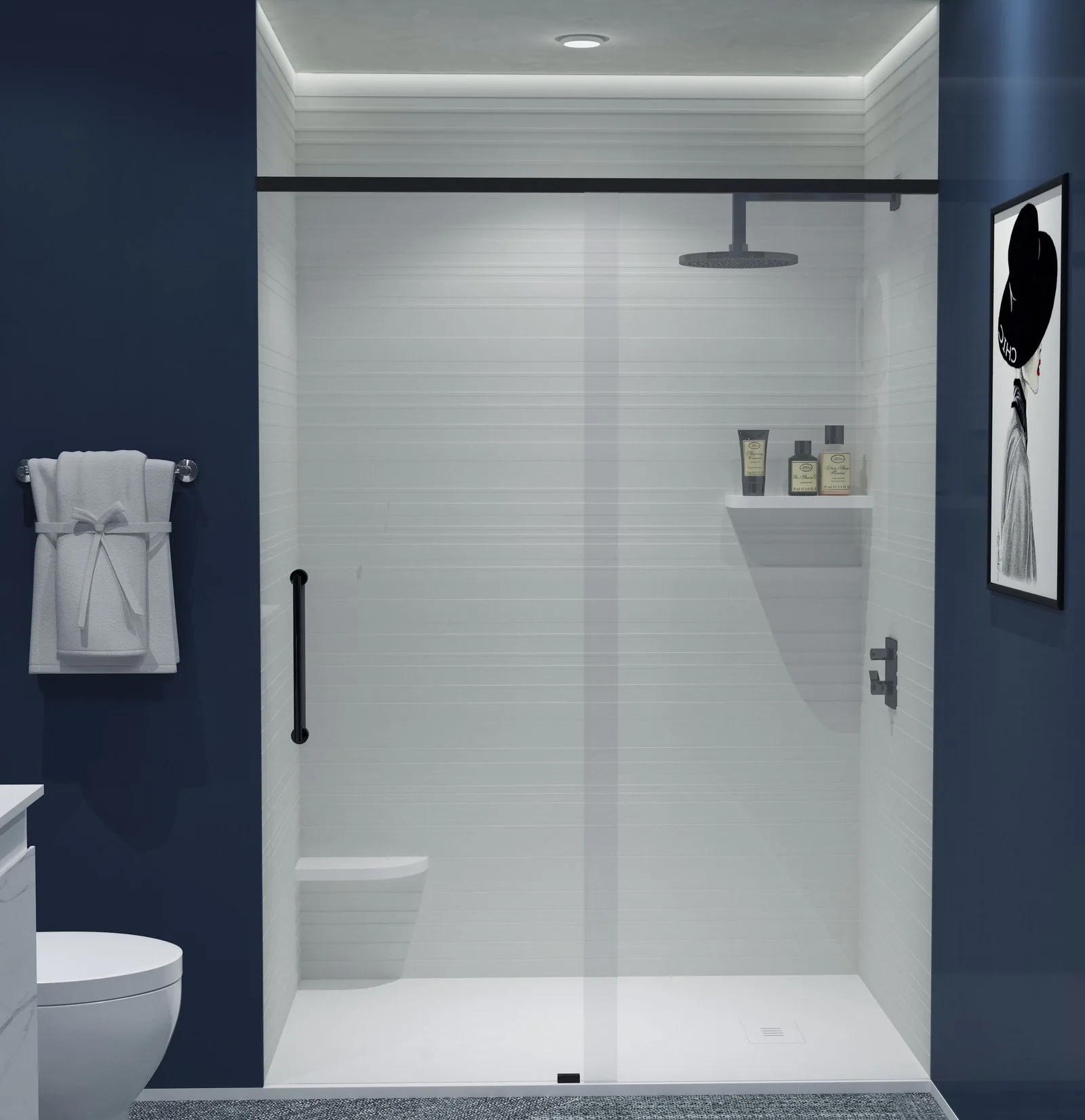 AS3 Interval Line Cultured Marble Shower Wall Panel