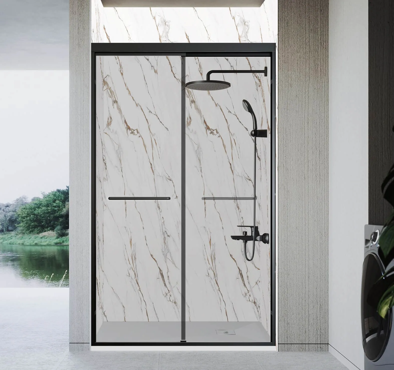 AS28 Golden Marble Pattern Cultured Marble Shower Wall Panel